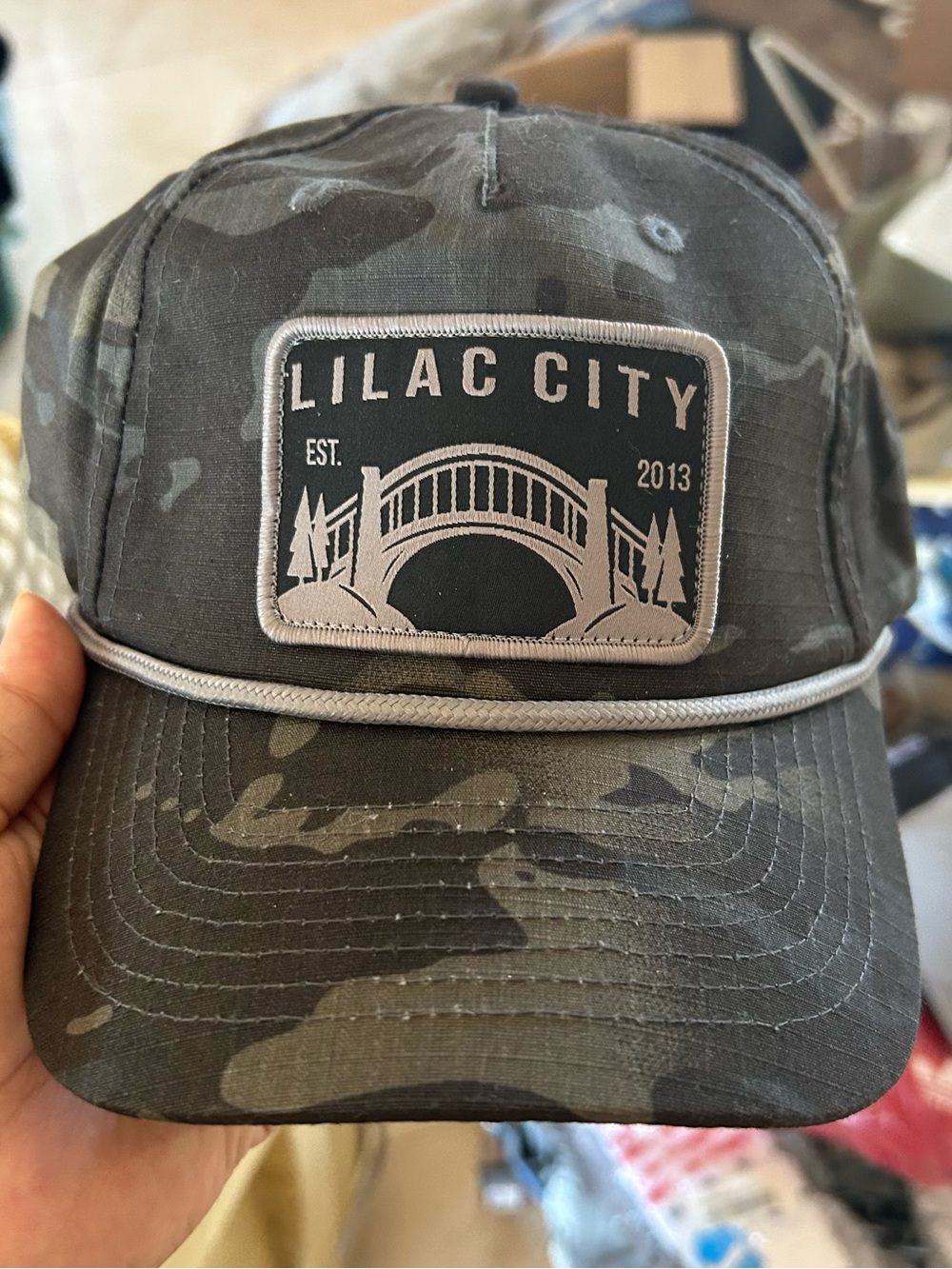 Gray lilac city hat Camouflage Rope-Trim Cap #95